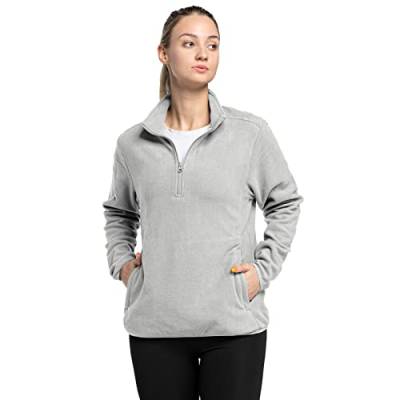 33,000ft Damen Fleece Pullover mit Halbreißverschluss Fleeceshirt Winter Warm Sweatjacke Microfleece Atmungsaktiv Fleecepulli für Reisen, Wandern Hellgrau 36 von 33,000ft