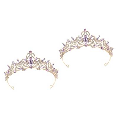 ABOOFAN 2St Krone Kronleuchter Ohrringe goldener Strassbesatz Golddekor Ornament Strass Tiara Kopfschmuck Hochzeitskopfschmuck Prinzessin Kopfbedeckung Kleidung Haarschmuck Fräulein von ABOOFAN