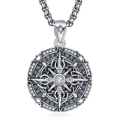 ADMETUS Kompass Halskette Herren Sterling Silber Keltische Kompass Kette Keltische Knoten Kompass Anhänger Schmuck Geschenke für Männer Herren von ADMETUS