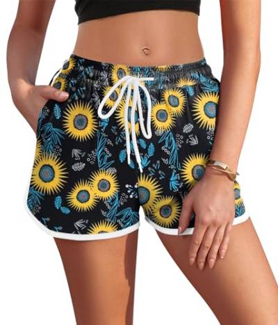 AI'MAGE Badeshorts Damen Kurze Badehose Schnell Trocknend Strandshorts Wassersport Boardshorts Schwimmshorts Sommer Yogahose Sport Gym Shorts XL von AI'MAGE