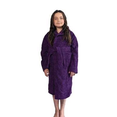 ALLEN & MATE Children 100% Baumwoll-Kapuze-Bademantel für Kinder Jungen Mädchen Weiches Terry-Handtuch-Dressing 2-13 Jahre mit Kopftuch (Purple Seestelfish, 4-5 Jahre) von ALLEN & MATE