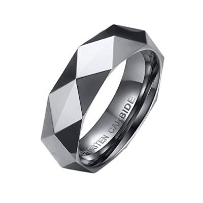 AMDXD Ring Herren 6MM, Ringe Pärchen Wolfram Klassischer Band Poliert für Männer, Silber, Gr.54 (17.2) von AMDXD