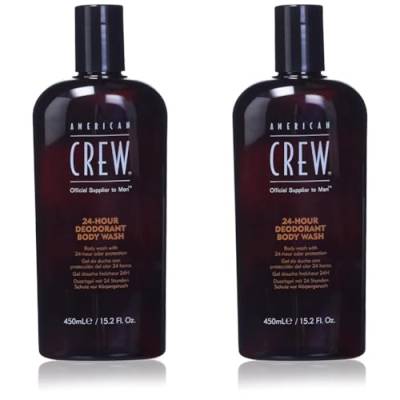 AMERICAN CREW – 24 h Deodorant Body Wash, 450 ml, Pflegedusche für Männer, Duschgel für Feuchtigkeit & lang anhaltenden Schutz vor Körpergeruch, mit Teebaum- & Pfefferminzöl (Packung mit 2) von AMERICAN CREW