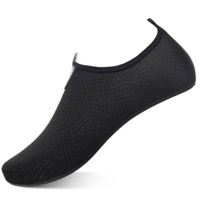 ANFTFH Wasserschuhe Strandschuhe Schwimmschuhe Barfussschuhe Yoga AquaSchnell Trocken Socken für Damen Herren YW Black 42/43 EU von ANFTFH