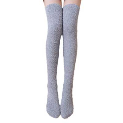 ANGUYA 1 Paar Damen Overknee Strümpfe Kuschelsocken Warme Wintersocken Lange Kniestrümpfe Überknie Socken (Grau) von ANGUYA