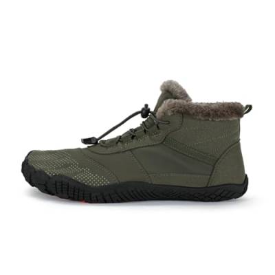 AONETIGER Barfußschuhe Winter Damen Herren Winterstiefel Gefüttert Warm Winterschuhe Wasserdicht Bequem Schneestiefel Rutschfeste Barfuss Schuhe(6809 Grün,38EU) von AONETIGER