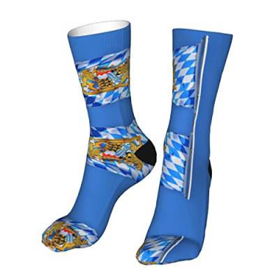 AOOEDM Bavaria Sportsocken mit bayerischer Flagge, verrückt gemusterte, lustige, dicke Crew-Socken über der Wade von AOOEDM