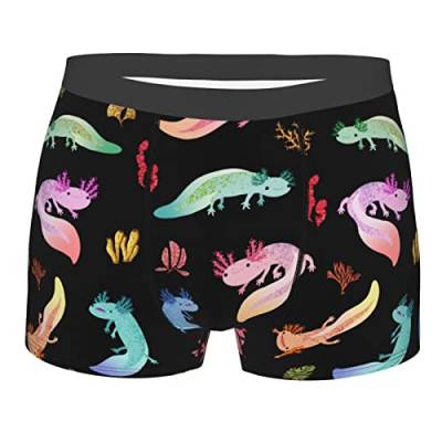 AOOEDM Bunte Axolotl Herren-Unterwäsche-Boxershorts, weiche, atmungsaktive Stretch-Unterwäsche-Trunks mit Ausbuchtungsbeutel für Männer und Jungen von AOOEDM