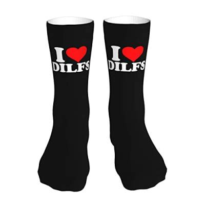 AOOEDM I Love Dilfs 1 Socken Winterwarme Crew-Socken Feuchtigkeitstransportierende Kompressionssocken für Herren und Damen von AOOEDM