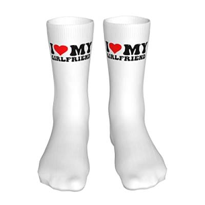 AOOEDM I Love My Girlfriend Socken Damen Sportsocken Strümpfe Schlauchsocken Hohe lässige feuchtigkeitsregulierende Socken für Damen Herren 16 Zoll von AOOEDM