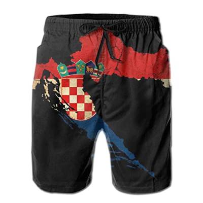 AOOEDM Kroatien Karte Umriss Flagge Badehose Schnelltrocknende Boardshorts mit Mesh-Futter Strandshorts Bedruckte Shorts Bademode von AOOEDM