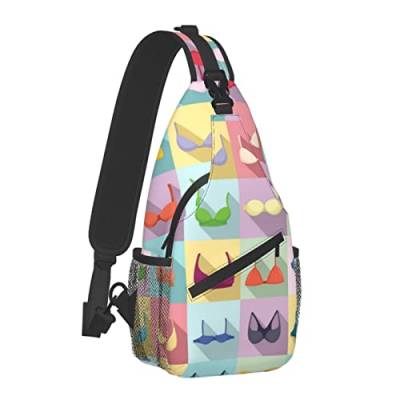 Herren Umhängetasche Anti-Diebstahl-Schulterrucksack, lustige und langlebige Brusttaschen BH-Set kariert zum Angeln Radfahren Wandern von AOOEDM