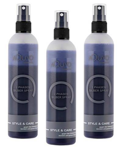 Anti Gelbstich Silber Spray für blondes und graues Haar (3x 200ml) | 2 Phasen Silberspray Conditioner spendet dem Haar Feuchtigkeit, gibt Glanz und verbessert die Kämmbarkeit von AQUYO Cosmetics