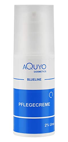 Blueline Pflegecreme 2% Urea, Urea Creme für trockene Haut im Gesicht, Augen, Lippen, Arme und Füße, für Männer und Frauen (100ml) von AQUYO Cosmetics