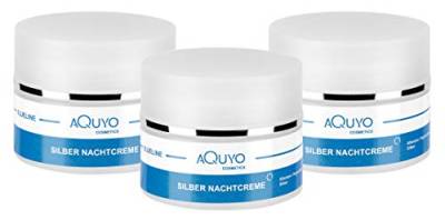 Blueline Microsilver Nachtcreme, Anti Aging Creme für Frauen und Männer, Gesichtscreme gegen unreine und trockene Haut, Gesichtspflege für Neurodermitis und empfindliche Haut (3er Pack - 3x 50ml) von AQUYO Cosmetics