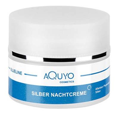 Blueline Microsilver Nachtcreme, Anti Aging Creme für Frauen und Männer, Gesichtscreme gegen unreine und trockene Haut, Gesichtspflege für Neurodermitis und empfindliche Haut (50ml) von AQUYO Cosmetics