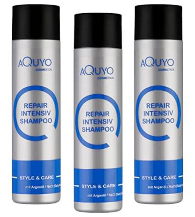 Style & Care Arganöl Shampoo für geschädigtes oder strapaziertes Haar (3x 250ml) | Haarpflege Conditioner für trockenes Haar | Intensiv Haar & Kopfhautpflege mit Argan Öl für Männer und Frauen von AQUYO Cosmetics