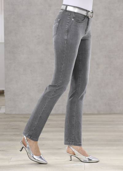 Bauchweg-Jeans in 5-Pocket-Form, Grau, Größe 23 von ASCARI