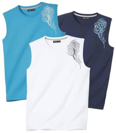 ATLAS FOR MEN - 3er-Pack ärmellose Shirts aus bequemem Jersey - Größe 4XL von ATLAS FOR MEN