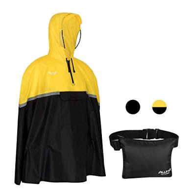 AWHA wasserdichter Fahrradponcho gelb – Kapuze mit Sichtfenster/Reflektor/Damen und Herren/Regenponcho Fahrrad, gelb, L/XL von AWHA