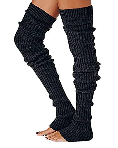 Acrawnni Damen Mädchen Winter Zopfstrick Overknee Socken Oberschenkel Hohe Lange Stiefel Socken Strumpf Beinwärmer (G-Black, One Size) von Acrawnni