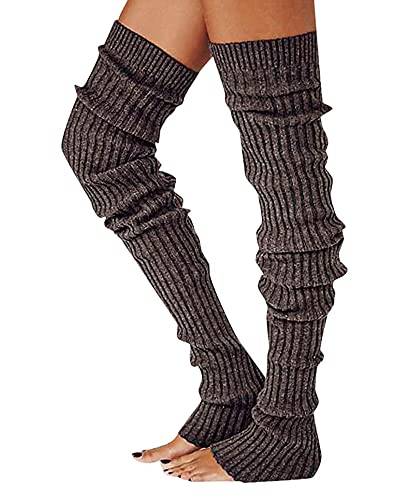 Acrawnni Damen Mädchen Winter Zopfstrick Overknee Socken Oberschenkel Hohe Lange Stiefel Socken Strumpf Beinwärmer (G-Coffee, One Size) von Acrawnni