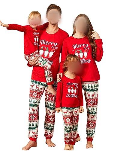 Acrawnni Weihnachts-Pyjama Für Die Familie, Passende Weihnachts-Pyjama-Sets, Weihnachts-Nachtwäsche-Set, Passende Pyjamas Für Die Familie (Kinder, E-Christmas Hat, 12 Years) von Acrawnni