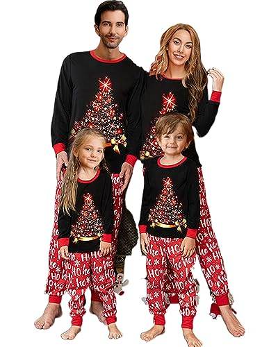 Acrawnni Weihnachts-Pyjama Für Die Familie, Passende Weihnachts-Pyjama-Sets, Weihnachts-Nachtwäsche-Set, Passende Pyjamas Für Die Familie (Kinder, V-Christmas Tree, 10-11 Years) von Acrawnni