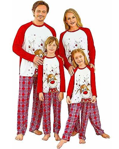 Acrawnni Weihnachts-Pyjama Für Die Familie, Passende Weihnachts-Pyjama-Sets, Weihnachts-Nachtwäsche-Set, Passende Pyjamas Für Die Familie (Papa, A-Red Deer, XXXXL) von Acrawnni