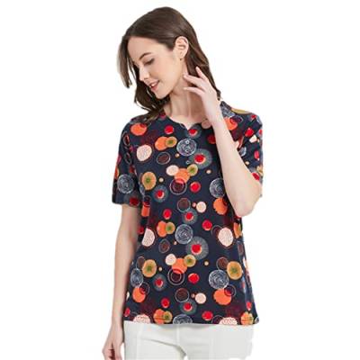 Adhdyuud Damen Sommer Seide Kurzarm Bedruckt T-Shirt Maulbeerseide Stricken Lose Tops, Blume 314, XXXXL von Adhdyuud