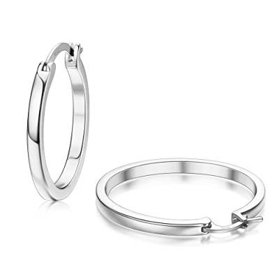 ADRAMATA Silber Creolen für Damen Herren 14K Vergoldete Huggie Creolen Ohrring Hypoallergene Creolen für Damen Silber-30MM von Adramata