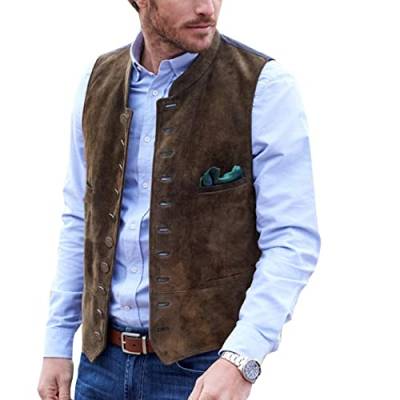 AeoTeokey Herren Anzug Weste Wildleder Vintage Casual Western Cowboy Weste(Kaffee,XL) von AeoTeokey