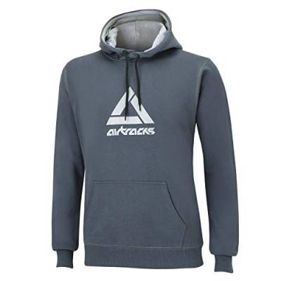 Airtracks Crew Team Pro Winter Sweater/Sportliches Sweatshirt mit Kapuze und Zugband/Pullover/Pulli/Warm/Logo Print/Dunkelgrau - L von Airtracks