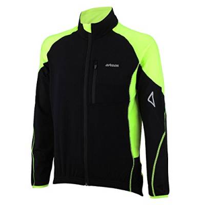 Airtracks Herren Winter Fahrradtrikot Langarm Pro-T Thermo Funktions Radtrikot Warm Fleece Reflektoren Full Zip -SCHWARZ-NEON - M von Airtracks