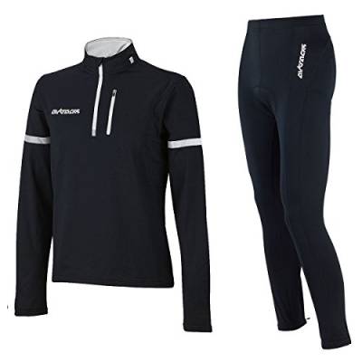 Airtracks Herren Winter Radtrikot Set - Thermo Fahrradhose Lang + Thermo Fahrradtrikot Langarm - Atmungsaktiv - Reflektoren - schwarz - M von Airtracks