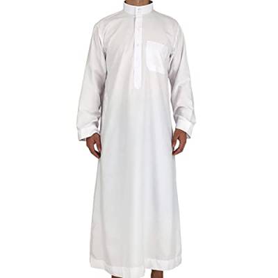 Aizuoni Islamische Herrenbekleidung Thobe | Lässiger Fester Saudi-arabischer Thobe Für Herren - Kaftan Casual Dubai Arab Kaftan Kleidung Herren Islamische Kostüm von Aizuoni