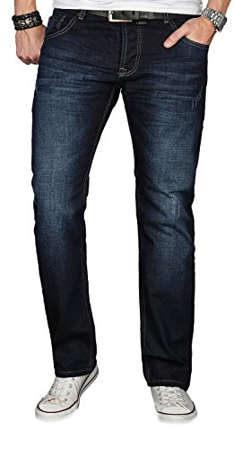 A. Salvarini Designer Herren Jeans Hose Jeanshose Regular Comfort gerades Bein, 36W / 36L, Night Blue von ALESSANDRO SALVARINI
