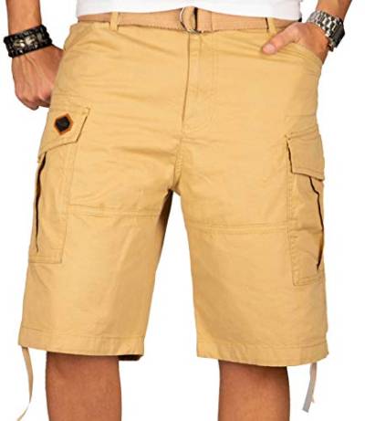 A. Salvarini Herren Designer Cargo Shorts Cargoshorts Kurze Hose Gürtel AS-133 [AS-133-Beige-W36] von ALESSANDRO SALVARINI