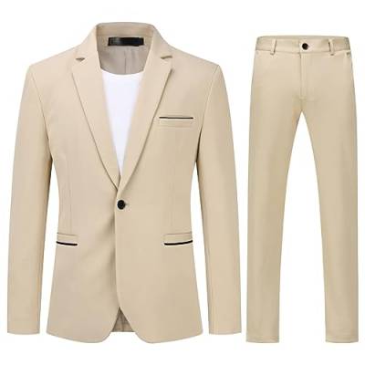 Allthemen Anzug Herren 2 Teilig Slim Fit Herrenanzug EIN Knopf Business Hochzeitanzug für Männer Khaki 3XL von Allthemen