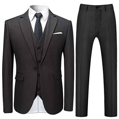 Allthemen Anzug Herren Anzug Slim Fit 3 Teilig Herrenanzug 3-Teilig Anzüge Herren Modern Sakko für Business Hochzeit Grau M von Allthemen