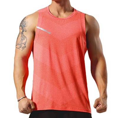Allthemen Herren Tank Top Sport Sommer Tanktop Schnelltrocknendes Muskelshirt Achselshirts Ärmelloses Fitness Shirt #002 Orange XL von Allthemen