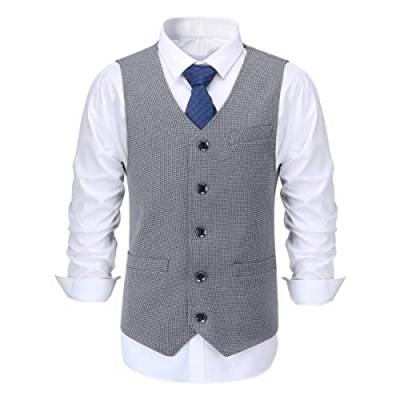 Allthemen Herren Western Weste Herringbone V-Ausschnitt Anzugweste Formale Classic Basic Wollweste Hochzeit Hellgrau 4XL von Allthemen