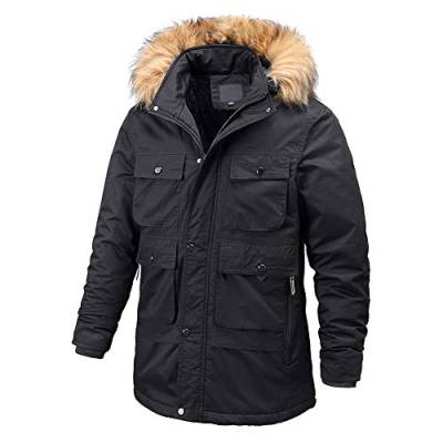 Allthemen Herren Winterjacke Parka Gefüttert Wintermantel Warm mit Kapuze Outdoor Freizeit Kapuzenjacke mit Fell von Allthemen