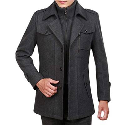 Allthemen Wintermantel Mantel Herren Wollmantel Slim Fit Mantel Kurzmantel Warm Mantel Wolle Business Freizeit von Allthemen