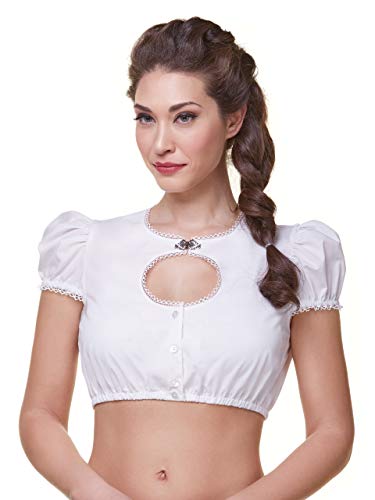 Almbock Dirndlbluse weiß - Dirndlbluse Kurzarm mit schönem Ausschnitt - Dirndl Bluse weiß 38 - Modell Julia von Almbock