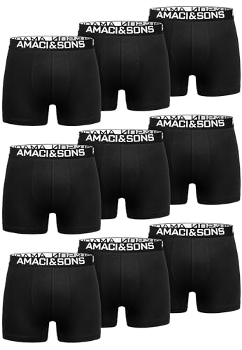 Amaci&Sons Herren Boxershorts Baumwolle 9er Spar-Pack Männer Unterhose Unterwäsche 9x9005 Schwarz/Schwarz M von Amaci&Sons