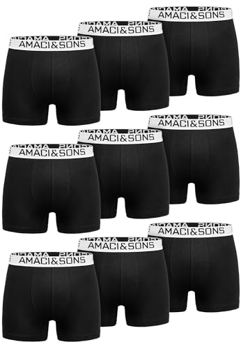Amaci&Sons Herren Boxershorts Baumwolle 9er Spar-Pack Männer Unterhose Unterwäsche 9x9005 Schwarz/Weiß 3XL von Amaci&Sons