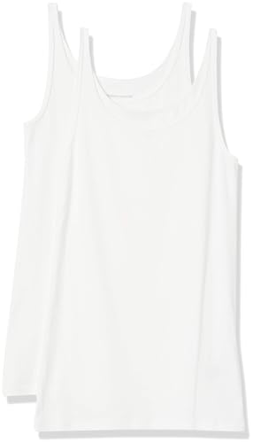 Amazon Essentials Damen Tank mit Dünnen Trägern, Schmale Passform, 2er-Pack, Weiß, L von Amazon Essentials