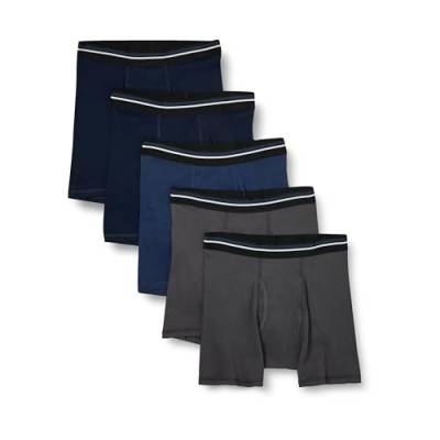 Amazon Essentials Herren Boxershorts ohne Etikett, 5er-Pack, Dunkelblau/Dunkelgrau/Dunkles Marineblau, XXL von Amazon Essentials