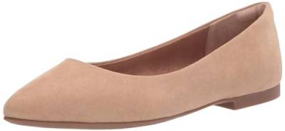 Amazon Essentials Damen Ballerinas mit spitzem Zehenbereich, Beige Mikro Wildleder, 40 EU Weit von Amazon Essentials